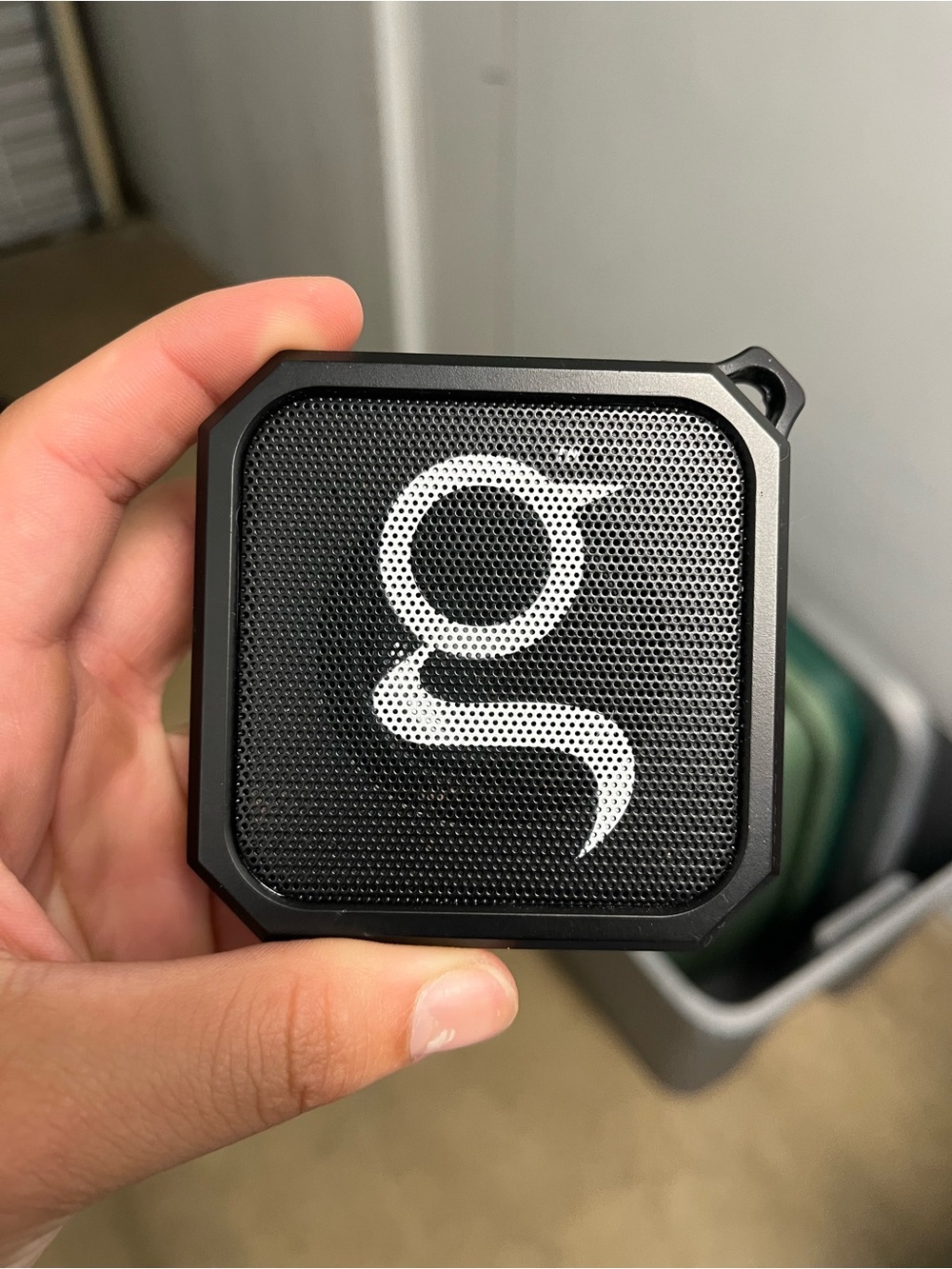 Black Portable Bluetooth Speaker with White "g" Logo